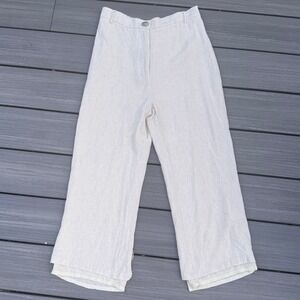 Sancia Linen Blend Wide Leg Crop Pants Women's‎ Size M Beige Casual